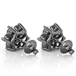 3 Carat Black Diamond Stud Earrings Clusters 14K Yellow Gold 8 3 Carat Black Diamond Stud Earrings Clusters 14K Yellow Gold -The King Of Accessories 000321backbl backbl