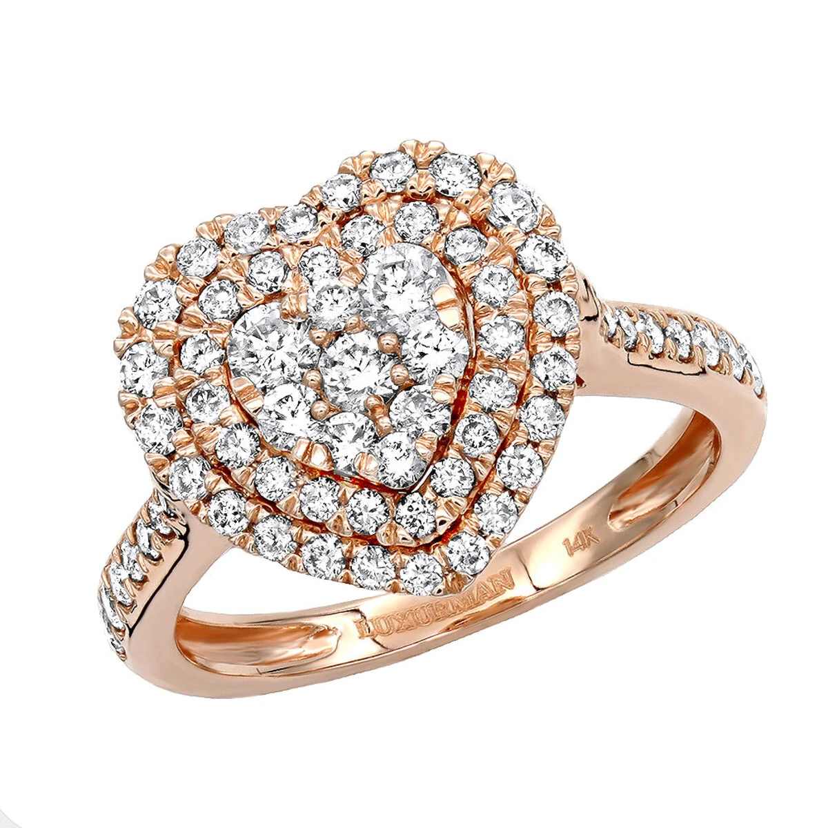 1 Carat Diamond Ring For Women Heart Design 14K Yellow Gold 2 1 Carat Diamond Ring For Women Heart Design 14K Yellow Gold - Image 2