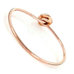 Ladies Pave Diamond Ball Bangle Bracelet 1 Ct 10K Rose Gold -The King Of Accessories 100238backro backro