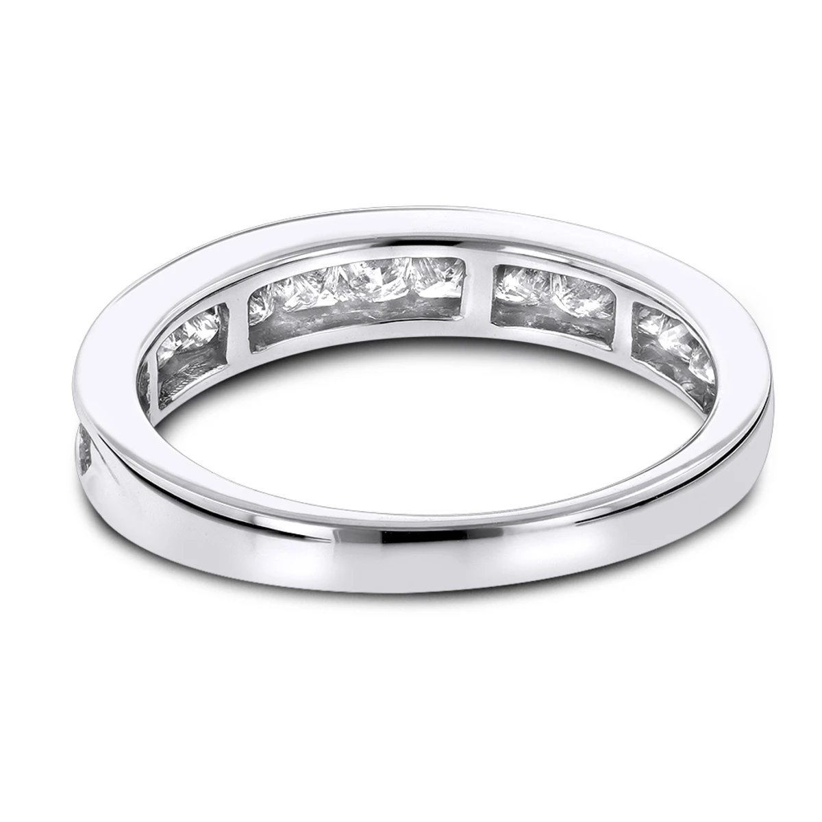 10K White Gold Princess Cut Diamond Wedding Band For Women 1 Carat 2 10K White Gold Princess Cut Diamond Wedding Band For Women 1 Carat - Image 2