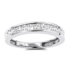 10K White Gold Princess Cut Diamond Wedding Band For Women 1 Carat