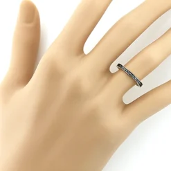 Ultra Thin 10K White Gold Slim Stackable Black Diamond Women's Wedding Band 0.21ct -The King Of Accessories 10k gold slim stackable black diamond womens wedding band 021ct 3