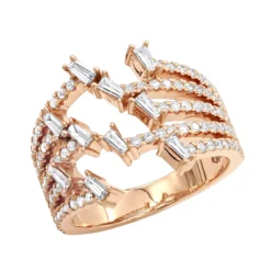 1.1 Carat Designer Diamond Right Hand Ring For Women By Luxurman 14K Rose Gold