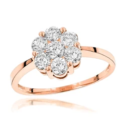 14K Yellow Gold 7 Stone 1 Carat Diamond Cluster Ring For Women By Luxurman 8 14K Yellow Gold 7 Stone 1 Carat Diamond Cluster Ring For Women By Luxurman -The King Of Accessories 14k 7 stone diamond cluster ring 110ct p 22510 ro