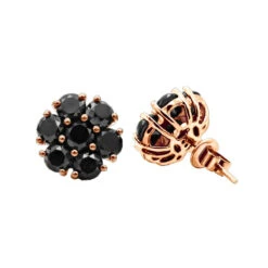 14K Black Plated Gold Cluster Black Diamond Stud Earrings 4.32ct -The King Of Accessories 14k cluster black diamond stud earrings 432ct p 35681 ro