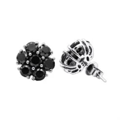 14K Black Plated Gold Cluster Black Diamond Stud Earrings 4.32ct -The King Of Accessories 14k cluster black diamond stud earrings 432ct p 35681 wh