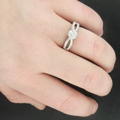 14K White Gold Cluster Diamond Engagement Ring 0.68ct -The King Of Accessories 14k cluster diamond engagement ring 068ct p 40452bod