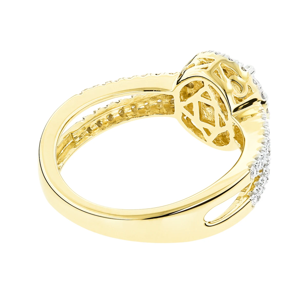 14K Yellow Gold Diamond Flower Cluster Ring For Women 1 Carat 4 14K Yellow Gold Diamond Flower Cluster Ring For Women 1 Carat - Image 4