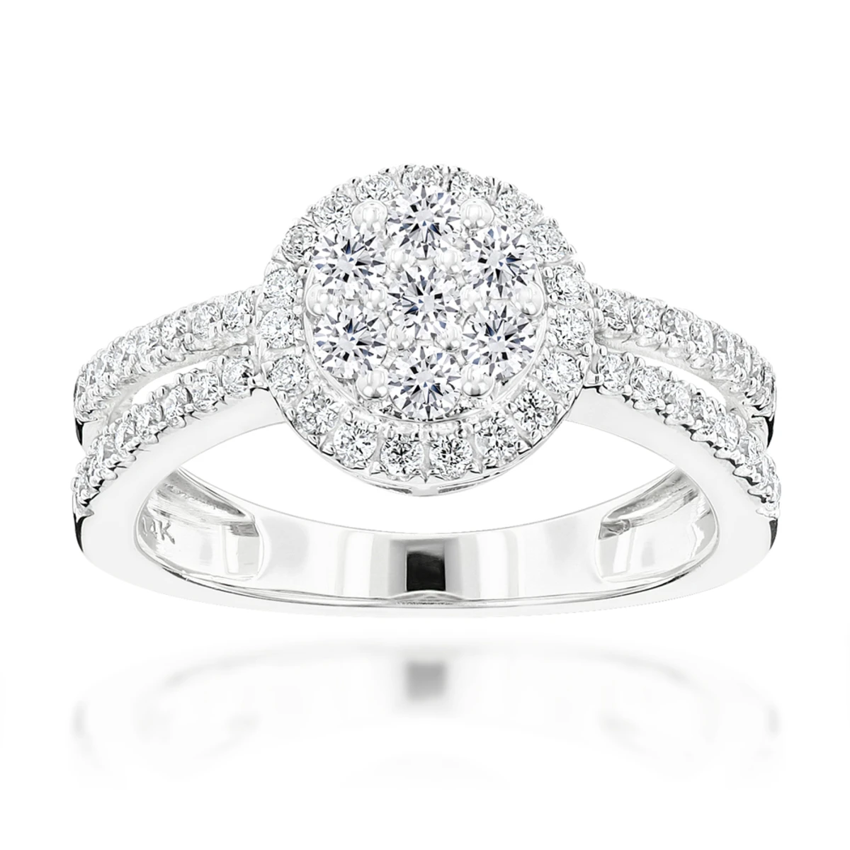 14K Yellow Gold Diamond Flower Cluster Ring For Women 1 Carat 2 14K Yellow Gold Diamond Flower Cluster Ring For Women 1 Carat - Image 2