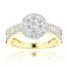 14K Yellow Gold Diamond Flower Cluster Ring For Women 1 Carat