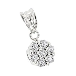 14K White Gold Diamond Flower Pendant 0.50ct