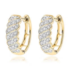 14K Yellow Gold Diamond Hoop Huggie Earrings For Women 0.65ct