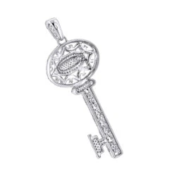 14K Yellow Gold Diamond Key Pendant For Women 1ct -The King Of Accessories 14k diamond key necklace 118ct p 40967 backwh