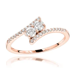 14K Yellow Gold 2 Stone Diamond Ladies Ring 0.4ct Love And Friendship Design -The King Of Accessories 14k gold 2 stone diamond ladies ring 04ct love and friendship design ro