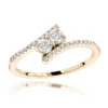 14K Yellow Gold 2 Stone Diamond Ladies Ring 0.4ct Love And Friendship Design