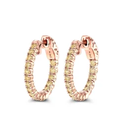 14K Yellow Gold 3/4in Inside Out Yellow Diamond Hoop Earrings 1 Carat By Luxurman -The King Of Accessories 14k gold 34in inside out yellow diamond hoop earrings 1 carat by luxurman ro