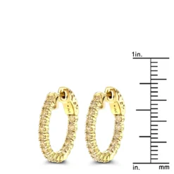 14K Yellow Gold 3/4in Inside Out Yellow Diamond Hoop Earrings 1 Carat By Luxurman -The King Of Accessories 14k gold 34in inside out yellow diamond hoop earrings 1 carat by luxurman rulerye