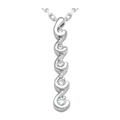 14K White Gold Designer 5 Stone Diamond Journey Necklace 0.75ct