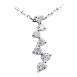 14K White Gold 5 Stone Diamond Journey Necklace 1.25ct