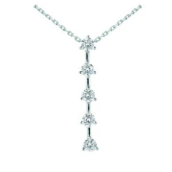 14K White Gold 5 Stone Diamond Journey Necklace 1.75ct