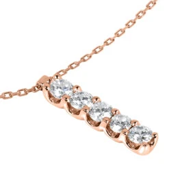 14K White Gold Designer 5 Stone Diamond Journey Pendant 0.75ct -The King Of Accessories 14k gold 5 stone diamond journey pendant 075ct p 28021 back rose 20220426