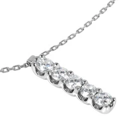 14K White Gold Designer 5 Stone Diamond Journey Pendant 0.75ct -The King Of Accessories 14k gold 5 stone diamond journey pendant 075ct p 28021 back white 20220426