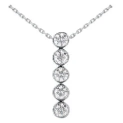 14K White Gold Unique 5 Stone Diamond Journey Pendant 0.75ct