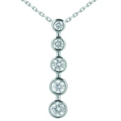 14K White Gold Designer 5 Stone Diamond Journey Pendant 1.50ct