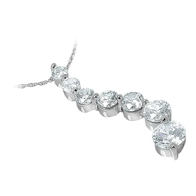 14K White Gold 7 Stone Diamond Journey Necklace 2ct 2 14K White Gold 7 Stone Diamond Journey Necklace 2ct - Image 2
