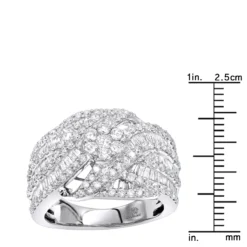 14K White Gold Baguette Round Diamond Ladies Cocktail Ring 2.25ct By Luxurman -The King Of Accessories 14k gold baguette round diamond ladies cocktail ring 225ct by luxurman rulerwh
