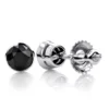 14K White Gold Black Diamond Stud Earrings Bezel Set 0.75ct