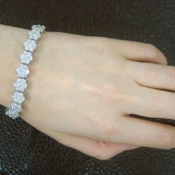 14K White Gold Cluster Designer Diamond Bracelet 15.40ct -The King Of Accessories 14k gold cluster designer diamond bracelet 1540ct p 5988bod