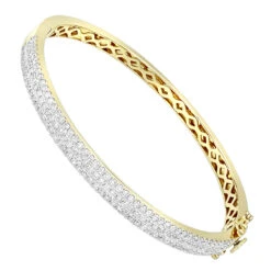 The King Of Accessories 25 14K Yellow Gold Designer 2 Carat Diamond Bangle Bracelet For Women By Luxurman