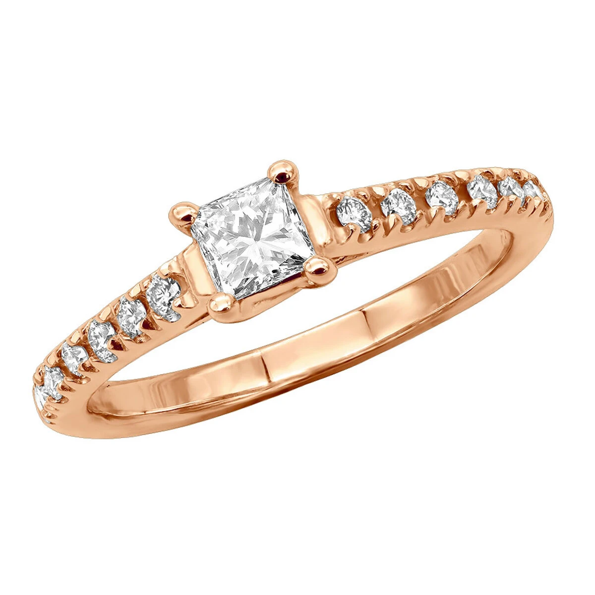 Thin 14K White Gold Designer Diamond Engagement Ring 0.42ct 3 Thin 14K White Gold Designer Diamond Engagement Ring 0.42ct - Image 3