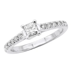 Thin 14K White Gold Designer Diamond Engagement Ring 0.42ct