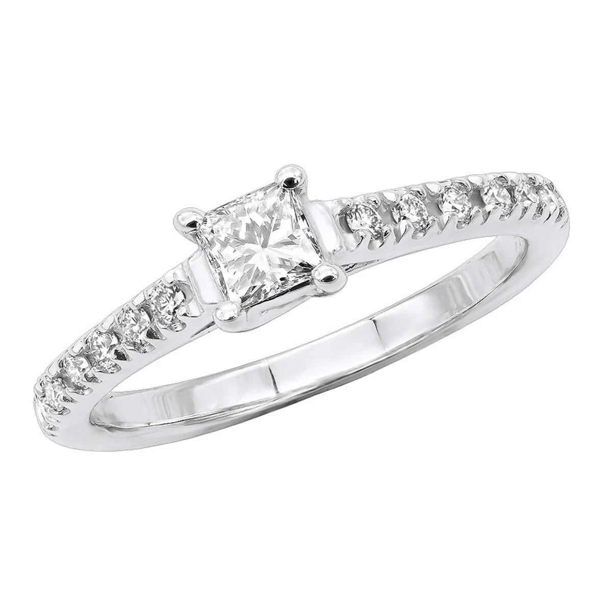 Thin 14K White Gold Designer Diamond Engagement Ring 0.42ct 1 Thin 14K White Gold Designer Diamond Engagement Ring 0.42ct