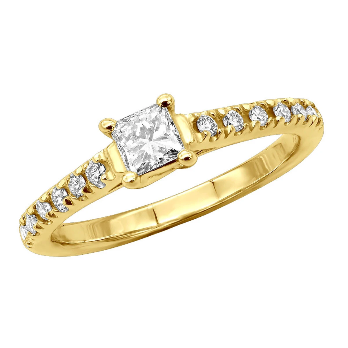 Thin 14K White Gold Designer Diamond Engagement Ring 0.42ct 2 Thin 14K White Gold Designer Diamond Engagement Ring 0.42ct - Image 2