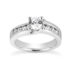 14K White Gold Designer Diamond Engagement Ring 0.77ct 3.50mm