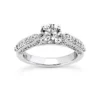 14K White Gold Designer Milgrain Diamond Engagement Ring 0.95ct