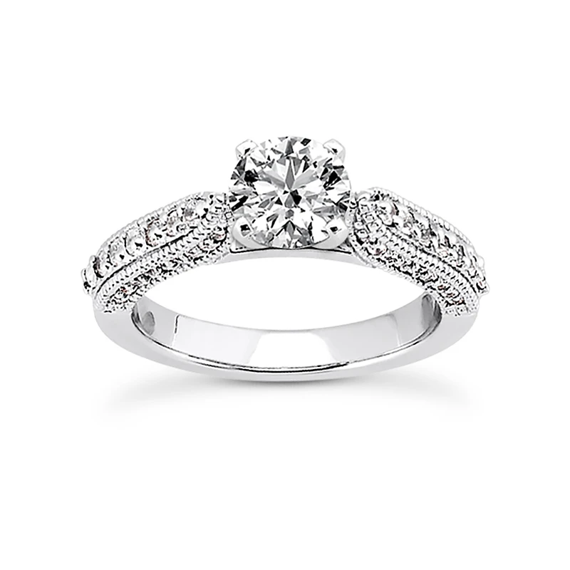14K White Gold Designer Milgrain Diamond Engagement Ring 0.95ct 1 14K White Gold Designer Milgrain Diamond Engagement Ring 0.95ct