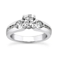 14K White Gold Designer Diamond Engagement Ring 1.21ct