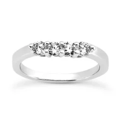 Ultra Thin 14K White Gold Designer Diamond Engagement Ring Band 0.28ct