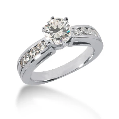 14K White Gold Handmade Diamond Engagement Ring Set 1.24ct 1 14K White Gold Handmade Diamond Engagement Ring Set 1.24ct