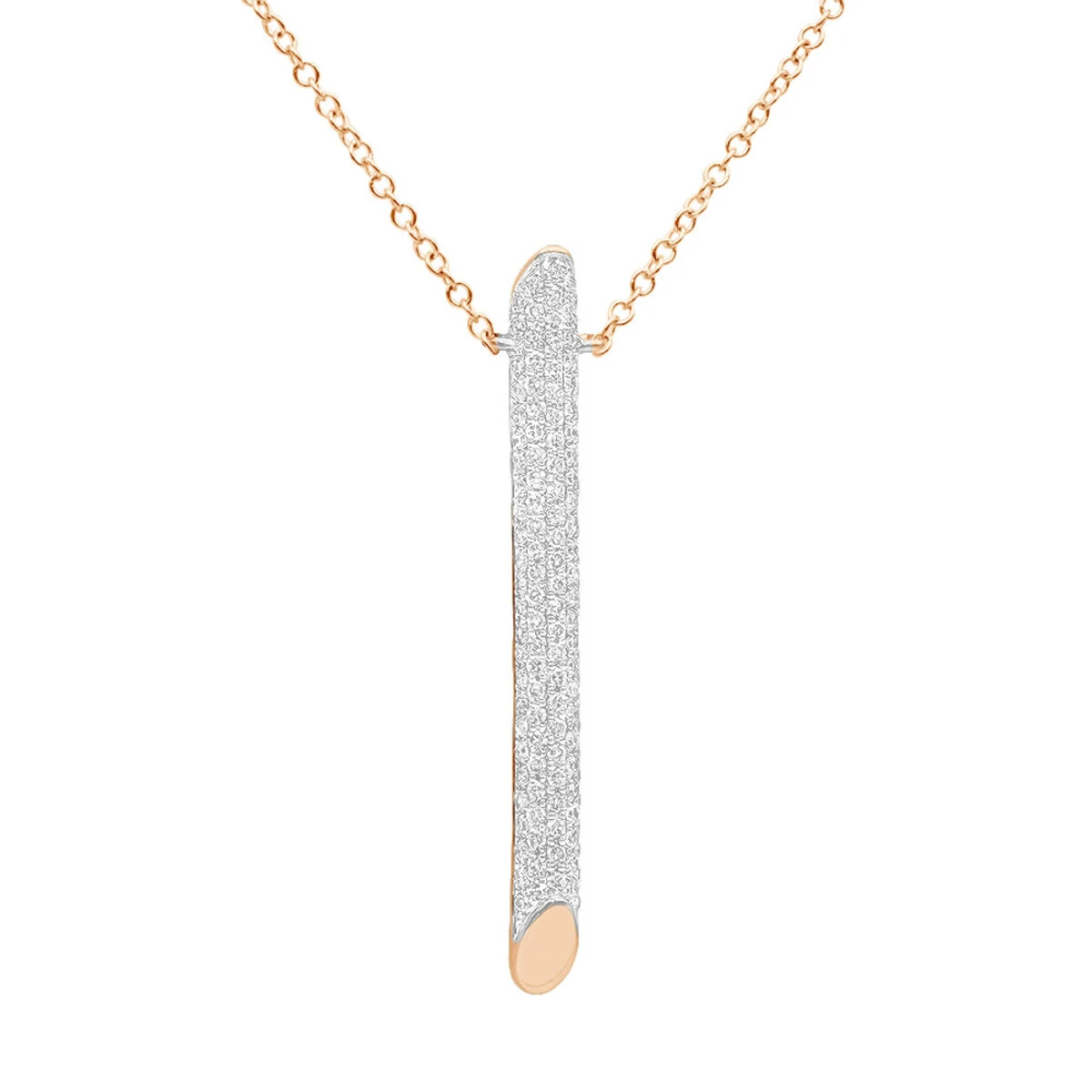 14K Yellow Gold Designer Vertical Diamond Bar Necklace Ladies Pendant With Chain 0.5ct 3 14K Yellow Gold Designer Vertical Diamond Bar Necklace Ladies Pendant With Chain 0.5ct - Image 3