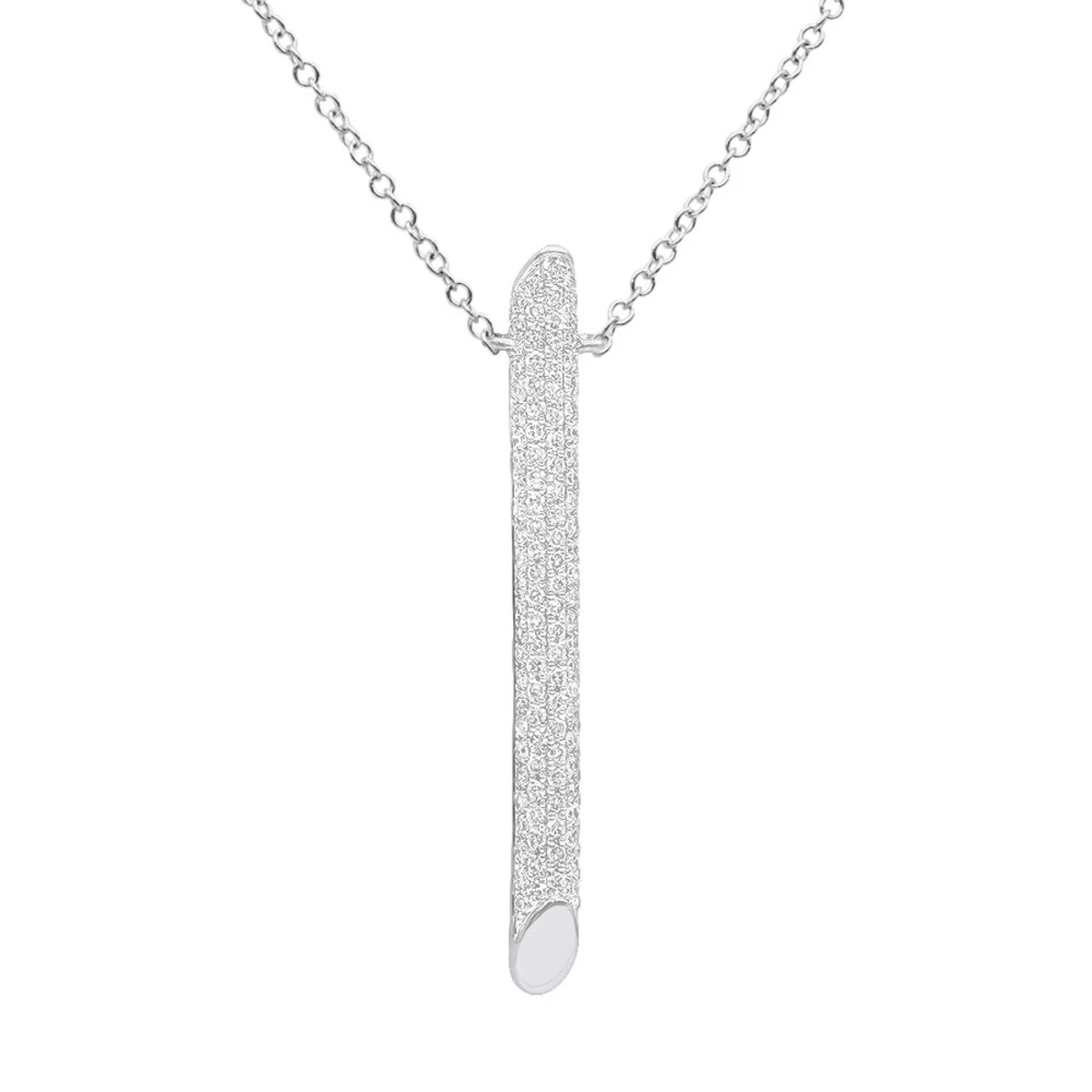 14K Yellow Gold Designer Vertical Diamond Bar Necklace Ladies Pendant With Chain 0.5ct 2 14K Yellow Gold Designer Vertical Diamond Bar Necklace Ladies Pendant With Chain 0.5ct - Image 2