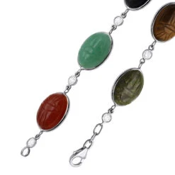 14K White Gold Diamond And Multi Color Scarab Bracelet 0.72ct -The King Of Accessories 14k gold diamond and multi color scarab bracelet 072ct p 6254 clasp white