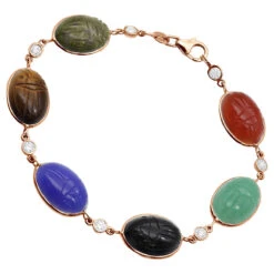 14K White Gold Diamond And Multi Color Scarab Bracelet 0.72ct -The King Of Accessories 14k gold diamond and multi color scarab bracelet 072ct p 6254 rose