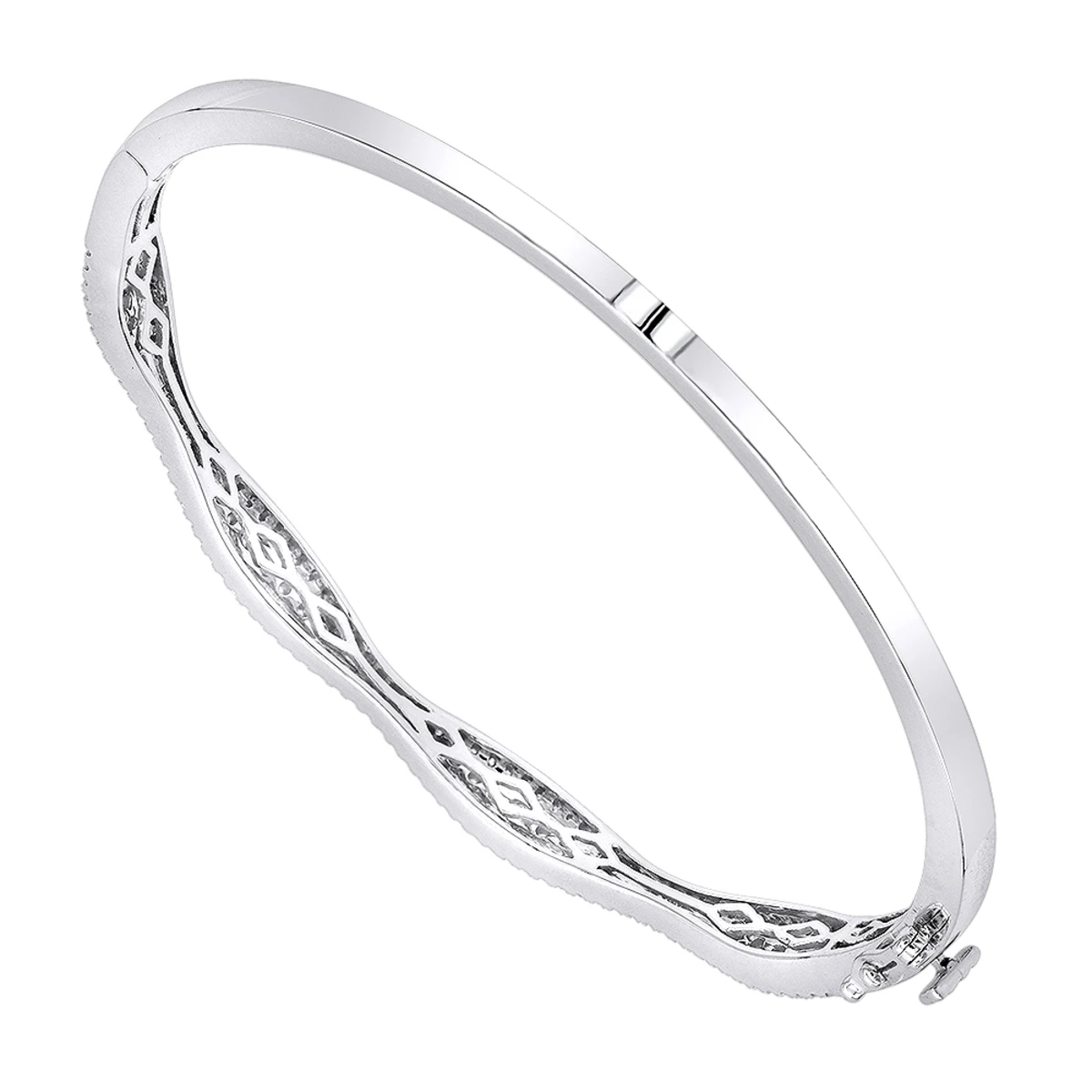 14K White Gold Diamond Bangle Bracelet For Women 1ct By Luxurman 4 14K White Gold Diamond Bangle Bracelet For Women 1ct By Luxurman - Image 4