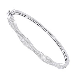 14K White Gold Diamond Bangle Bracelet For Women 1ct By Luxurman