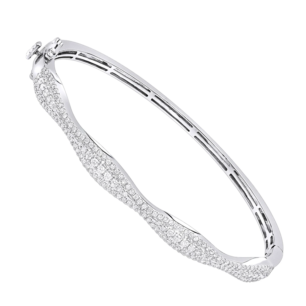 14K White Gold Diamond Bangle Bracelet For Women 1ct By Luxurman 1 14K White Gold Diamond Bangle Bracelet For Women 1ct By Luxurman